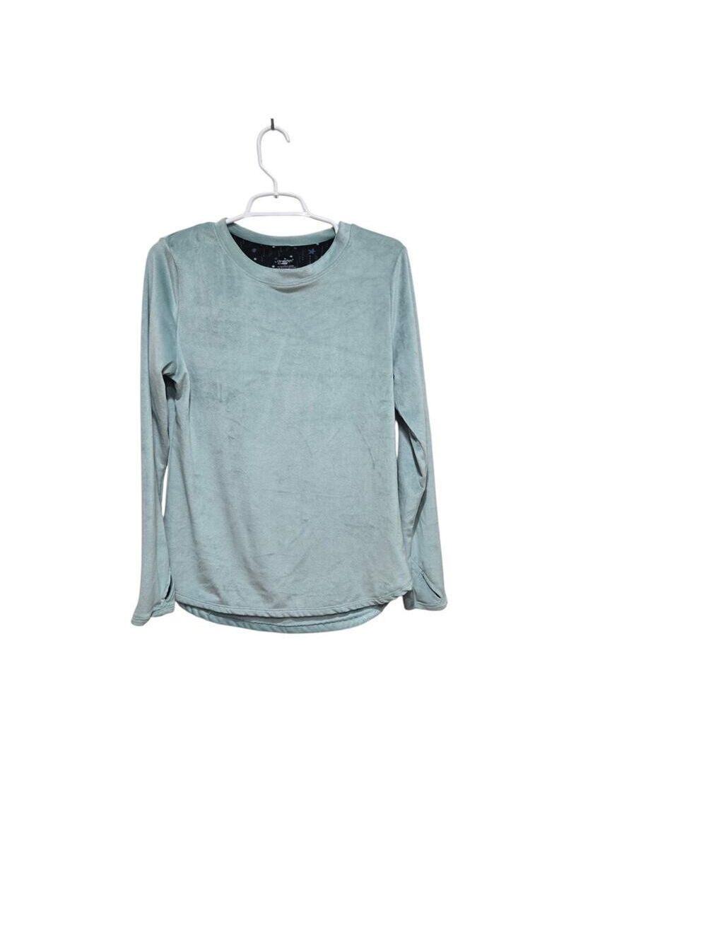 Cuddl Duds ClimateRight Velour Fleece Top Large Blue Thumbhole
